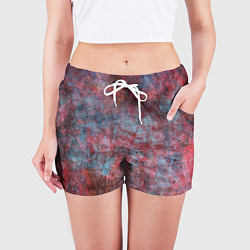 Шорты женские Абстракция - red rust on blue, цвет: 3D-принт — фото 2