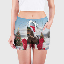 Шорты женские Новогодний конь, цвет: 3D-принт — фото 2