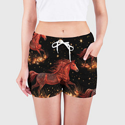 Шорты женские Огненные лошади - паттерн, цвет: 3D-принт — фото 2