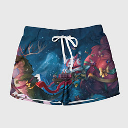 Женские шорты Санта с динозавром