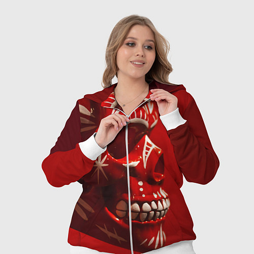 Женский костюм Красный череп / 3D-Белый – фото 3
