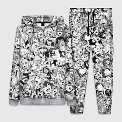 Женский 3D-костюм Ahegao: Black & White, цвет: 3D-меланж