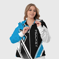 Женский 3D-костюм Hockey black blue white, цвет: 3D-белый — фото 2