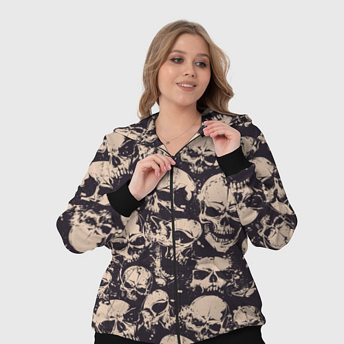 Женский костюм Черепа - паттерн / 3D-Черный – фото 3