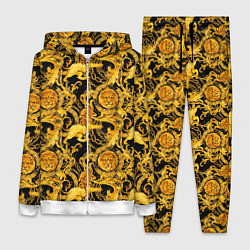 Женский 3D-костюм Львы золотые узоры, цвет: 3D-белый