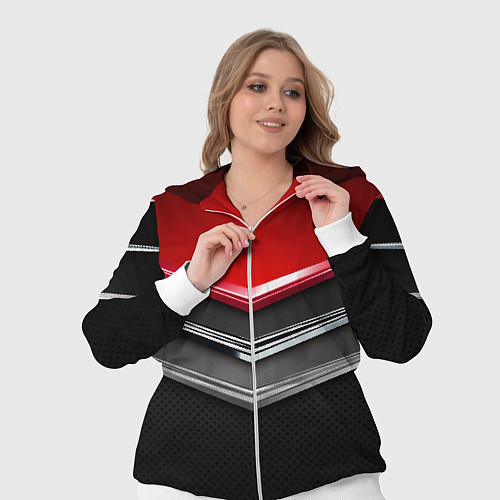 Женский костюм Металлические уголки-стрелки серебристые с красной / 3D-Белый – фото 3