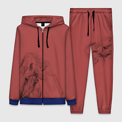 Женский 3D-костюм Конь на красном фоне, цвет: 3D-синий