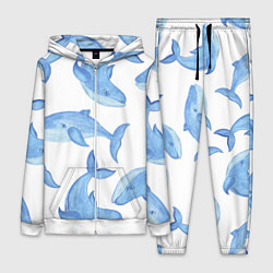 Женский 3D-костюм Косяк китов, цвет: 3D-белый