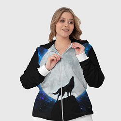 Женский 3D-костюм Волк воющий на луну, цвет: 3D-белый — фото 2