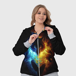 Женский 3D-костюм Волки в огне, цвет: 3D-меланж — фото 2