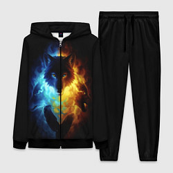 Женский 3D-костюм Волки в огне, цвет: 3D-черный
