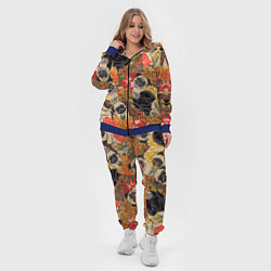 Женский 3D-костюм Мопсики Цветочки, цвет: 3D-синий — фото 2