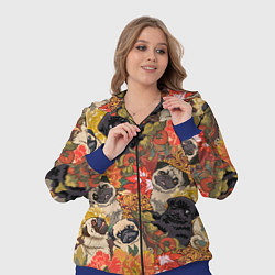 Женский 3D-костюм Мопсики Цветочки, цвет: 3D-синий — фото 2