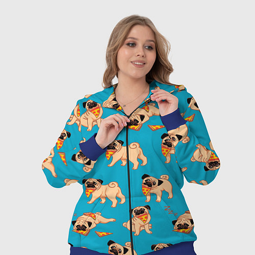 Женский костюм Мопсы с пиццей / 3D-Синий – фото 3