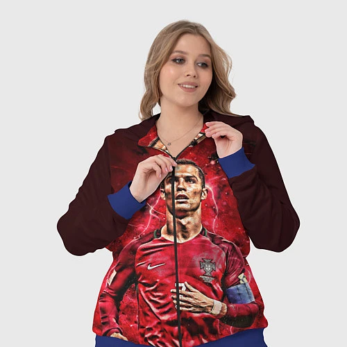 Женский костюм Cristiano Ronaldo Portugal / 3D-Синий – фото 3