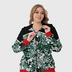 Женский 3D-костюм Черно-зеленые каракули, цвет: 3D-красный — фото 2