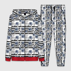 Женский 3D-костюм Акварельный полосатый узор, цвет: 3D-красный