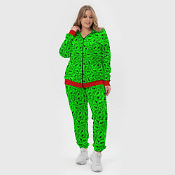 Женский 3D-костюм Черепа на кислотно-зеленом фоне, цвет: 3D-красный — фото 2