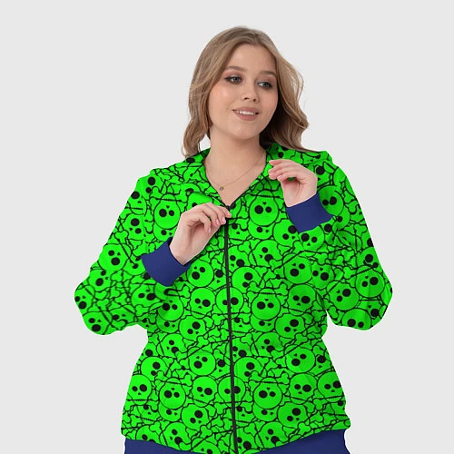 Женский костюм Черепа на кислотно-зеленом фоне / 3D-Синий – фото 3