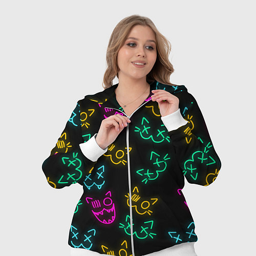 Женский костюм НЕОНОВЫЕ КОТИКИ NEON FACES CATS / 3D-Белый – фото 3