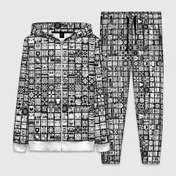 Женский 3D-костюм Geometry Dash: BW Pattern, цвет: 3D-белый