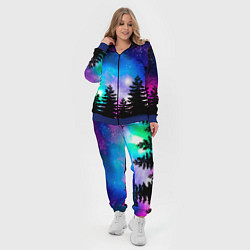 Женский 3D-костюм Космический лес, елки и звезды, цвет: 3D-синий — фото 2