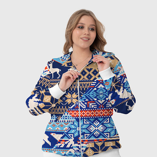 Женский костюм НОВОГОДНИЙ УЗОР ОЛЕНИ И МЕДВЕДИ НОВЫЙ ГОД 2022 / 3D-Белый – фото 3