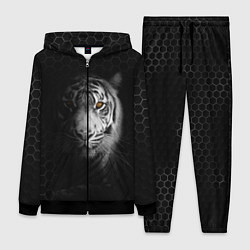 Женский 3D-костюм Тигр черно-белый соты, цвет: 3D-черный