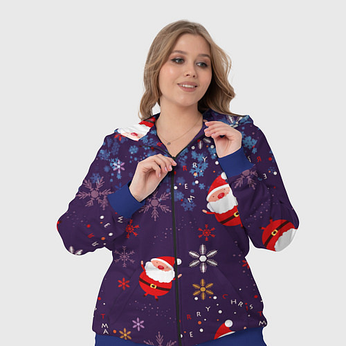 Женский костюм Дед Мороз в снежинках / 3D-Синий – фото 3