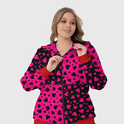 Женский 3D-костюм Черно-Розовые сердца, цвет: 3D-красный — фото 2