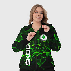 Женский 3D-костюм Skoda: Неоновые трещины, цвет: 3D-черный — фото 2