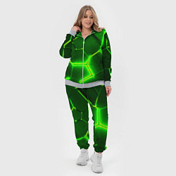 Женский 3D-костюм 3D ПЛИТЫ НЕОН NEON GREEN HEXAGON РАЗЛОМ, цвет: 3D-меланж — фото 2