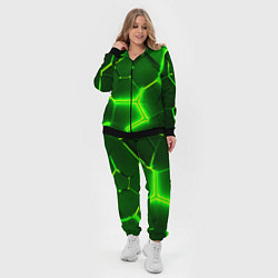 Женский 3D-костюм 3D ПЛИТЫ НЕОН NEON GREEN HEXAGON РАЗЛОМ, цвет: 3D-черный — фото 2