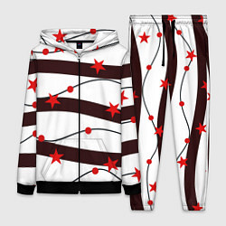 Женский 3D-костюм Красные Звезды На Волнах, цвет: 3D-черный