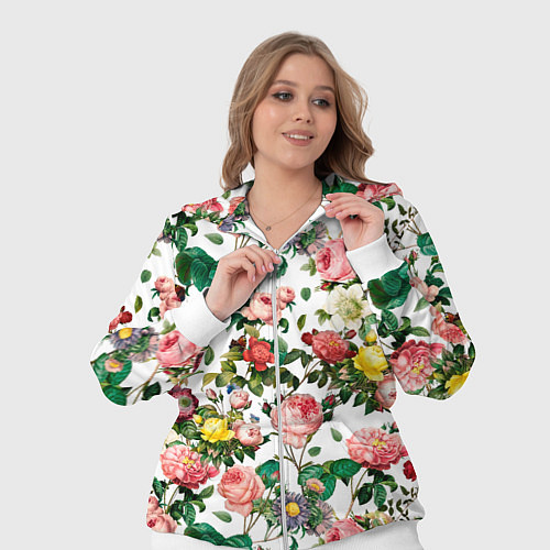 Женский костюм Узор из летних роз Summer Roses Pattern / 3D-Белый – фото 3