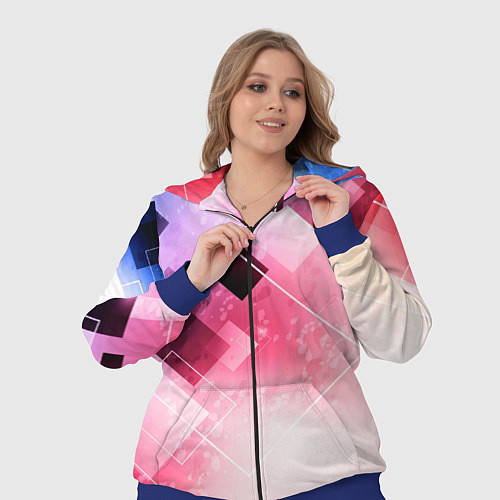 Женский костюм Розово-голубая абстрактная геометрия / 3D-Синий – фото 3