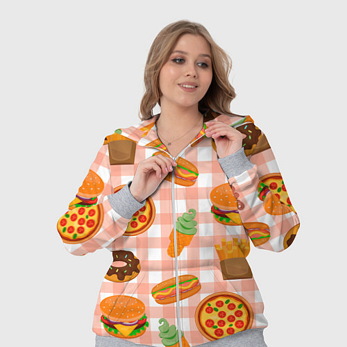 Женский костюм PIZZA DONUT BURGER FRIES ICE CREAM pattern / 3D-Меланж – фото 3