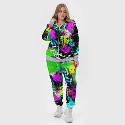 Женский 3D-костюм Разноцветные пятна краски на черном фоне, цвет: 3D-меланж — фото 2