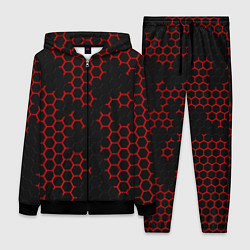 Женский 3D-костюм НАНОКОСТЮМ Black and Red Hexagon Гексагоны, цвет: 3D-черный