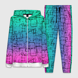 Женский костюм Абстрактный узор на розово-бирюзовом градиентном ф