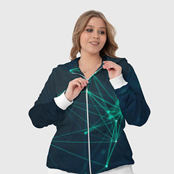 Женский 3D-костюм Зеленые абстрактные взаимосвязанные линии нейроны, цвет: 3D-белый — фото 2