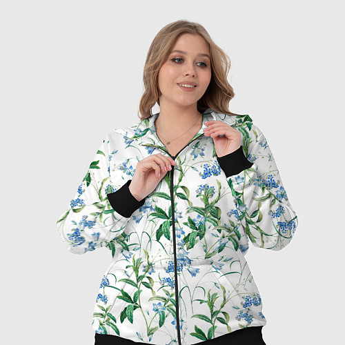 Женский костюм Цветы Синие Незабудки / 3D-Черный – фото 3