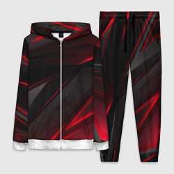 Женский 3D-костюм Красно-черный фон, цвет: 3D-белый