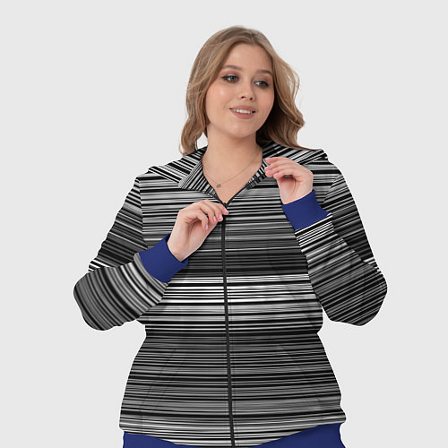 Женский костюм Black and white thin stripes Тонкие полосы / 3D-Синий – фото 3