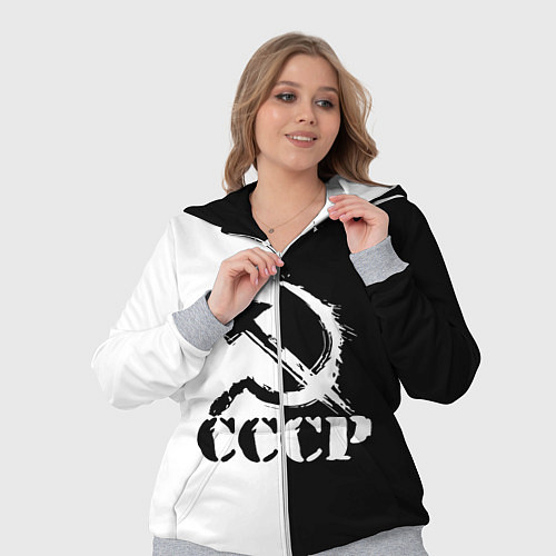 Женский костюм СОВЕТСКИЙ СОЮЗ - СЕРП И МОЛОТ - Черно-белое / 3D-Меланж – фото 3