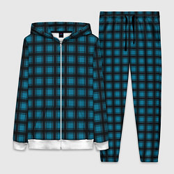 Женский 3D-костюм Black and blue plaid, цвет: 3D-белый