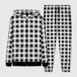 Женский 3D-костюм Black and white tartan check, цвет: 3D-черный