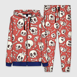 Женский 3D-костюм Черепа на красном фоне, цвет: 3D-синий