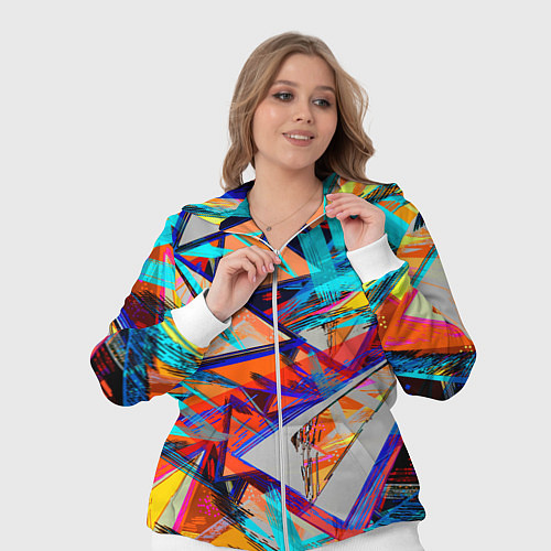 Женский костюм Яркий неоновый абстрактный узор / 3D-Белый – фото 3