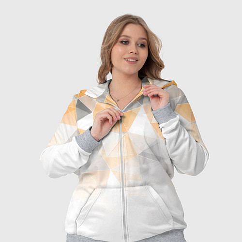 Женский костюм Однотонный белый и желто-серый геометрический / 3D-Меланж – фото 3